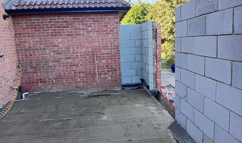 completed block and beam floor