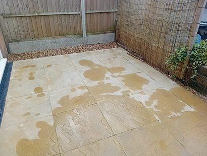 completed patio with gravel