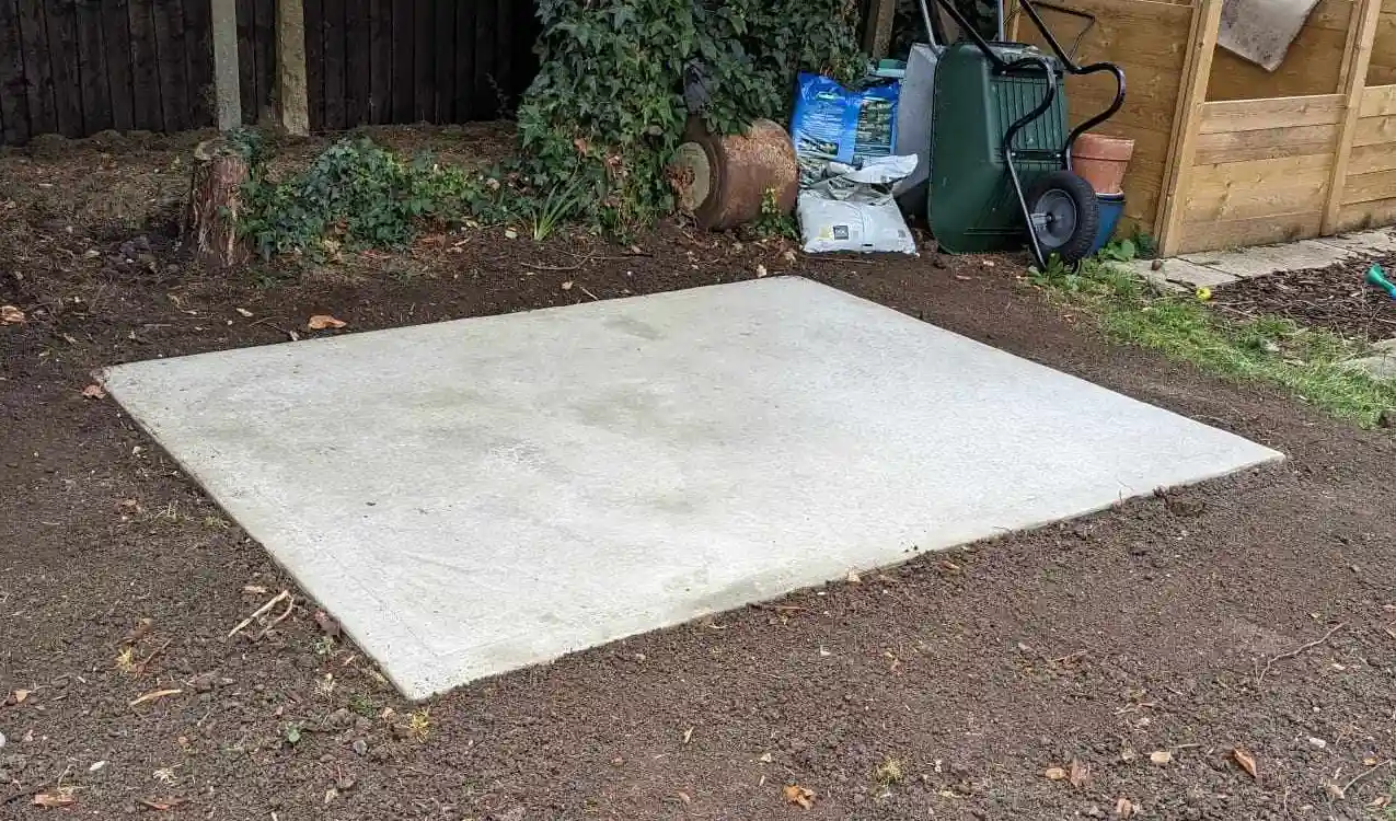 shed base installed in garden